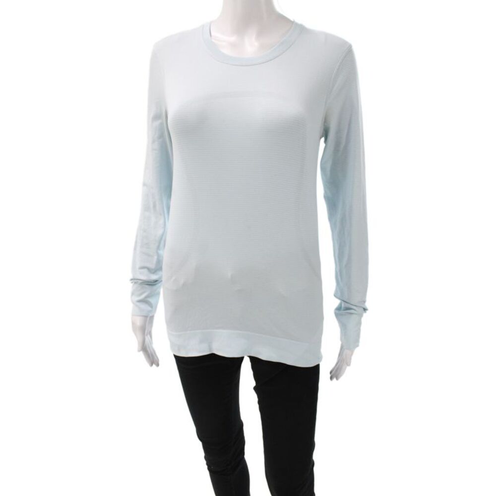 Lululemon Women's Polyester Crew Neck Striped Shirt Blue size S